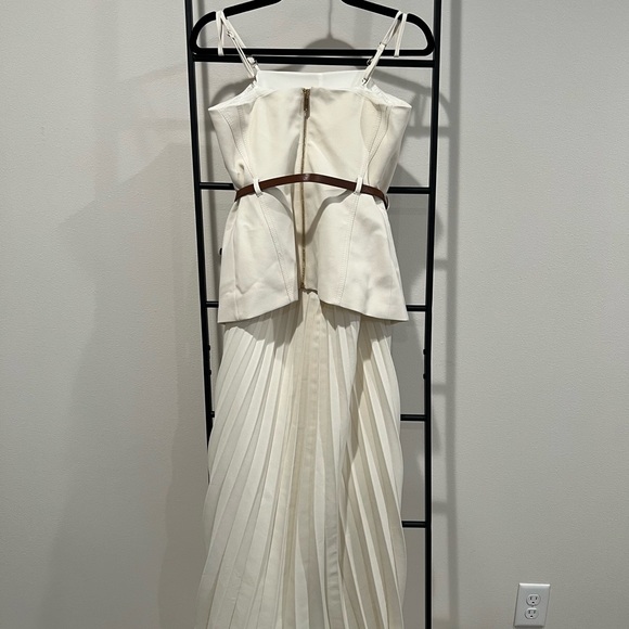 Tailored Crepe Bandeau Pleated Full Skirted Maxi Dress - Picture 7 of 9